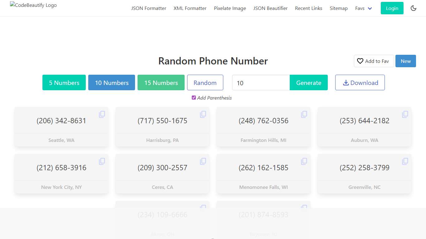 Random Phone Number Online: 10000+