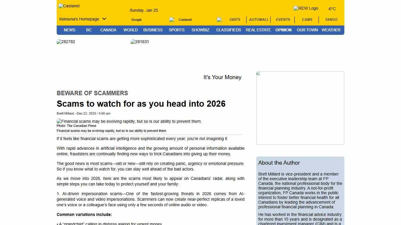 Scams to watch for as you head into 2026 - Castanet.net